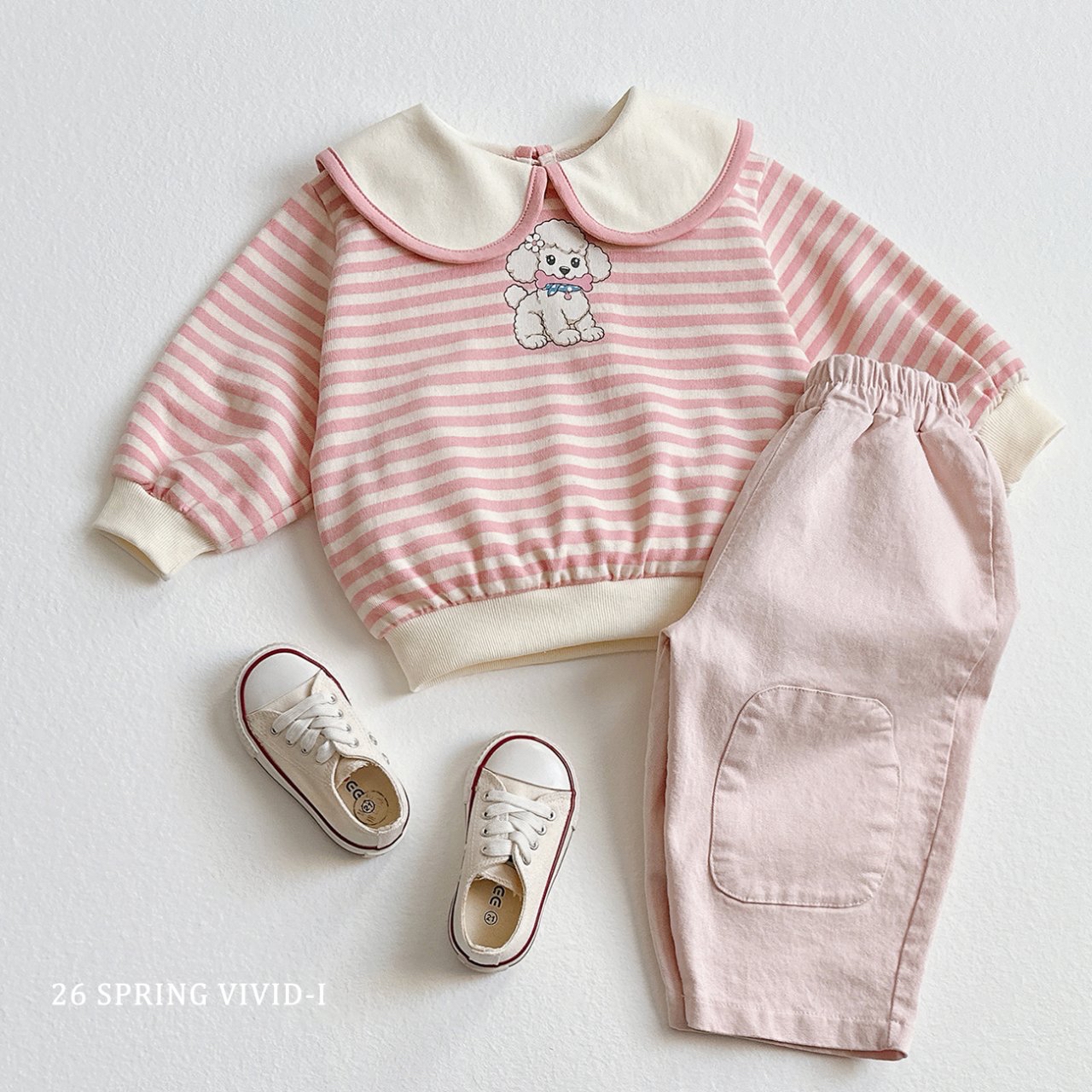 🌸預訂 韓國直送🌸🇰🇷VIVIDI兩色小狗印花翻領寬鬆衛衣