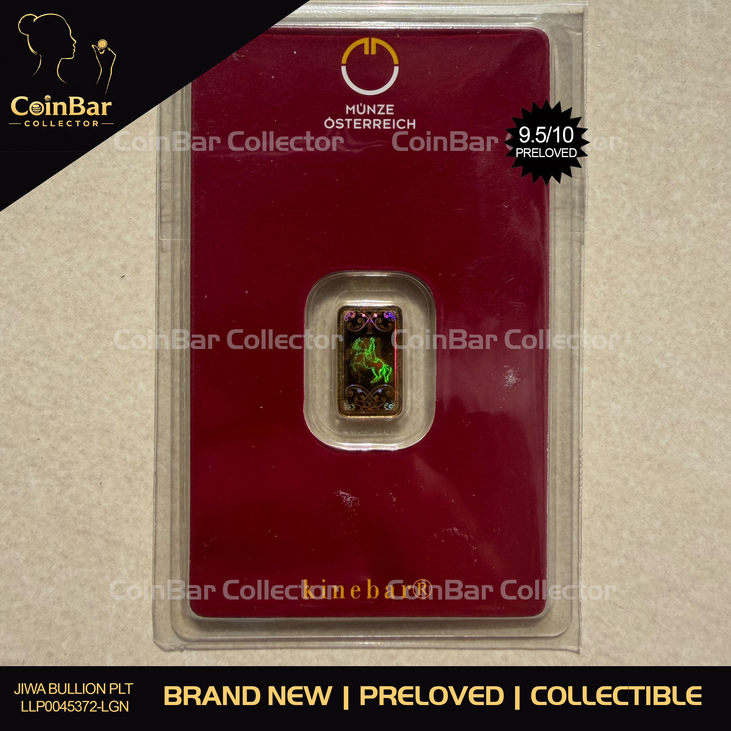 (SN312592) AUSTRIAN MINT Kinebar 1g 🇦🇹 MUNZE Gold Emas 999.9 镭射金
