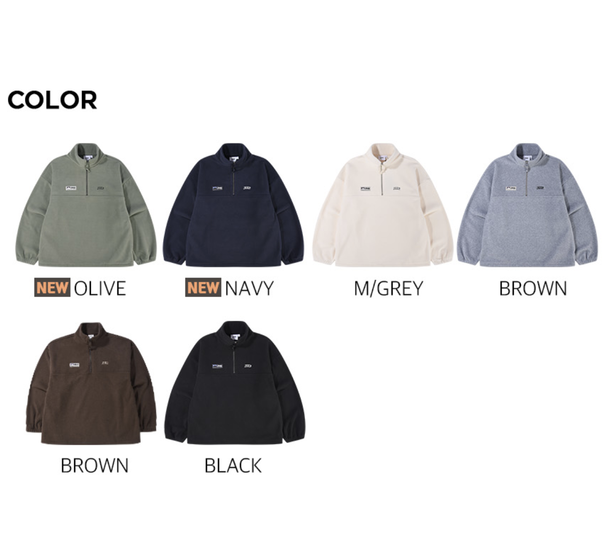 韓國 JEEP ESSENTIALS 小Logo 半拉鍊 抓絨衛衣  6色任選｜Small Logo Half Zip-Up Fleece