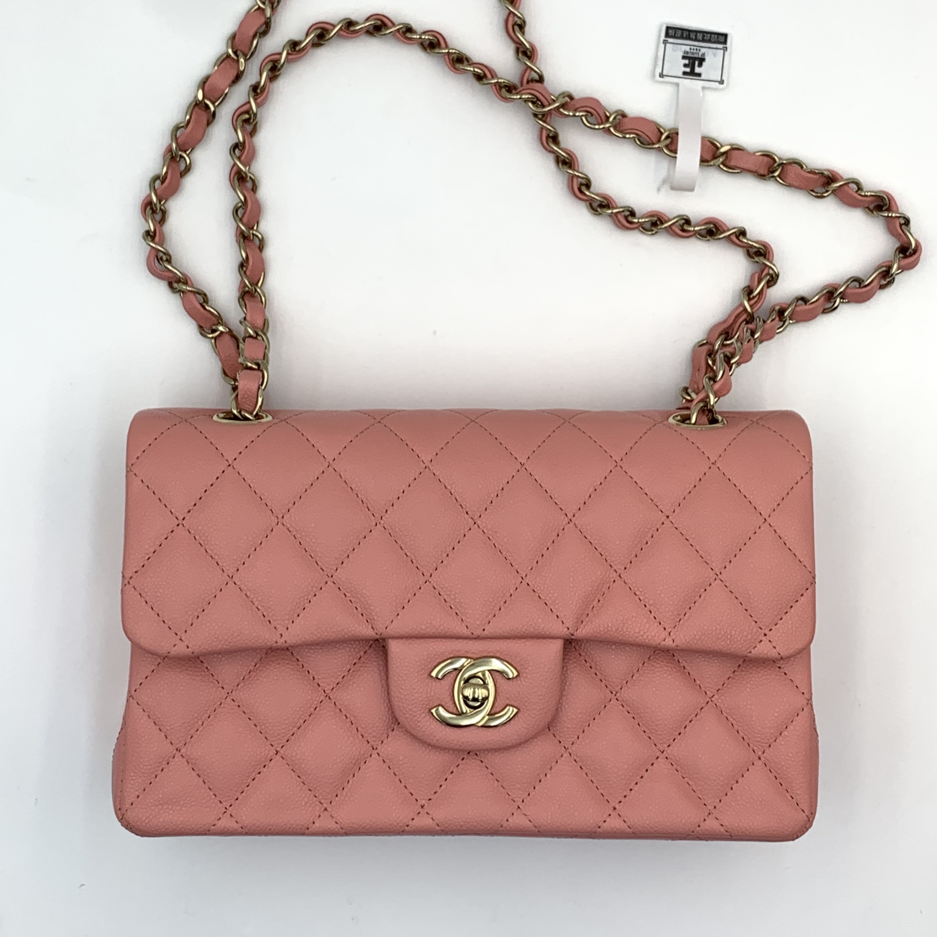 🎀情人節必備禮物✨Chanel CF小號 荔枝紋牛皮珊瑚粉classic handbag