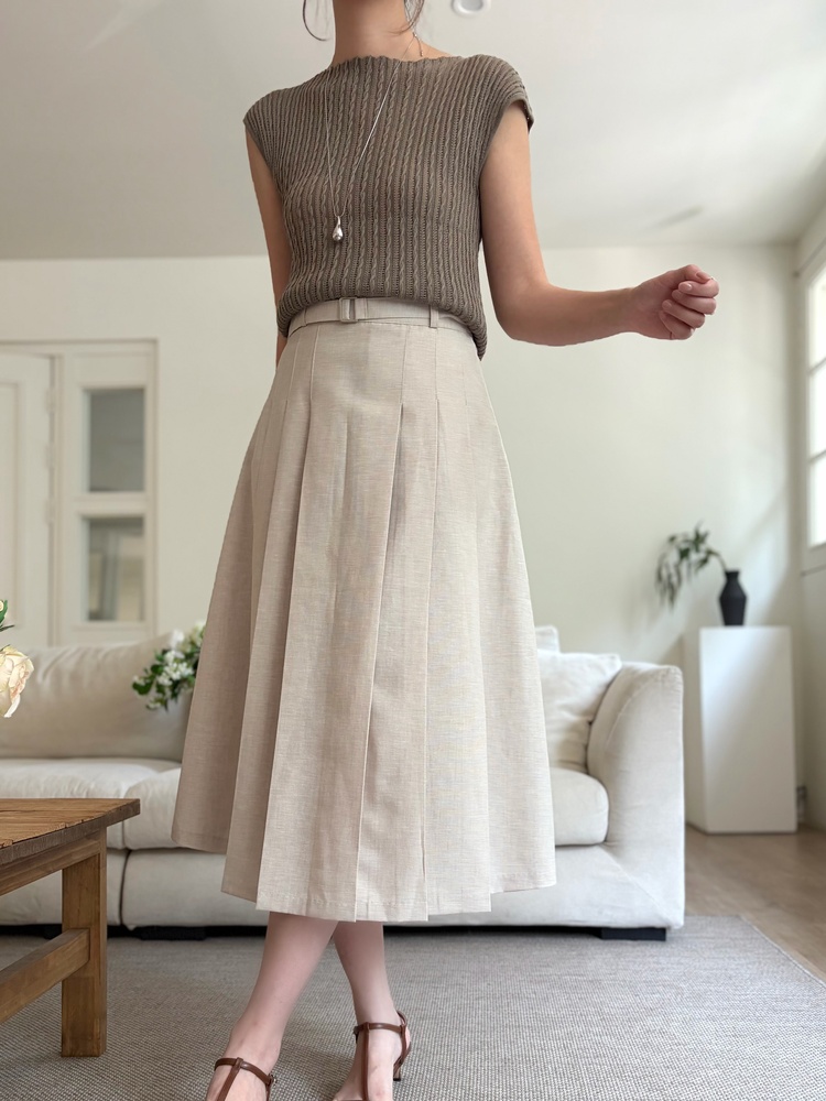 Crochet Boat Neck Knit Top (Brown)