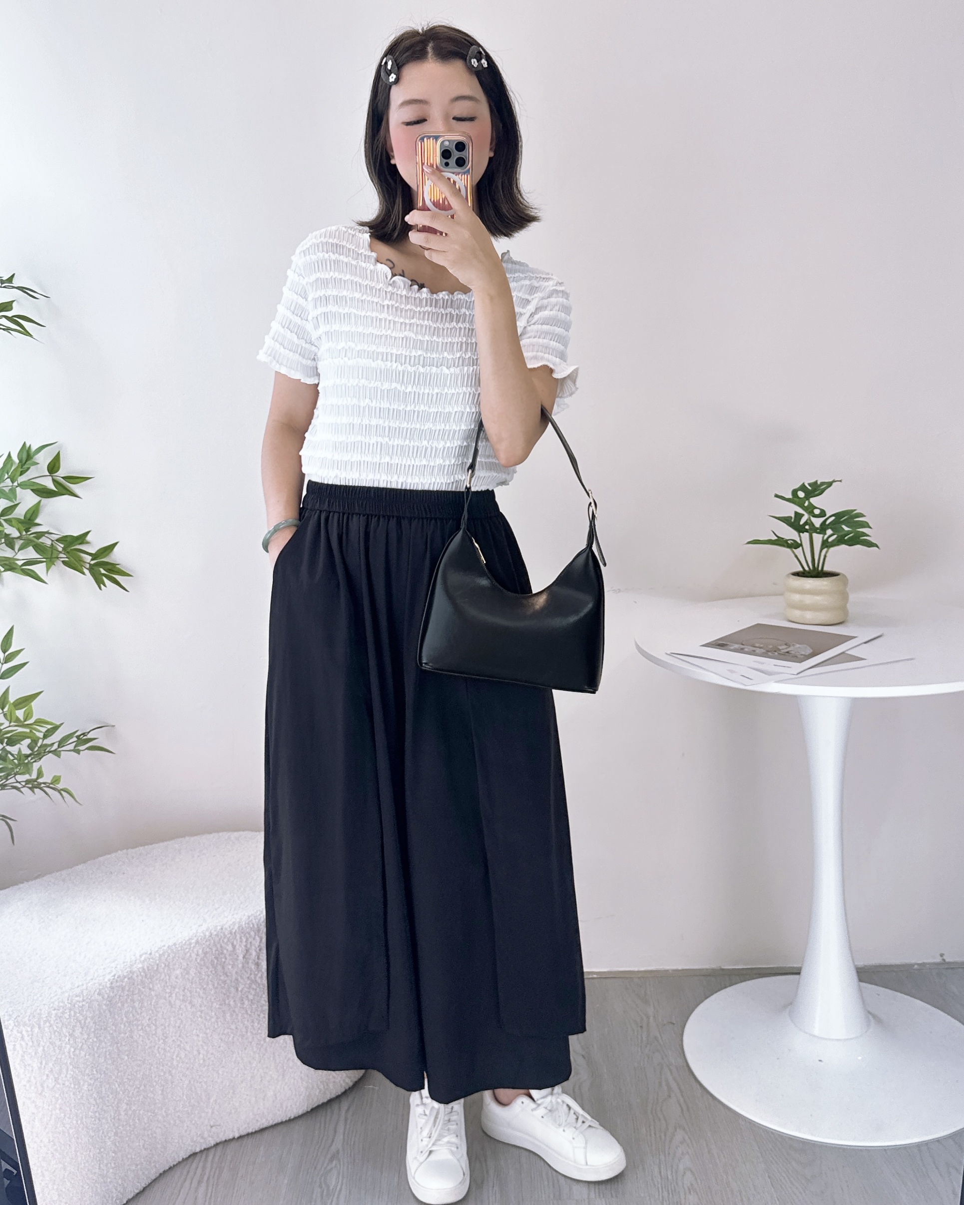 薄身彈性梭織棉料闊褲 