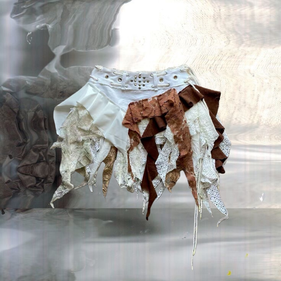 Patchwork Brown Handmade Skirt