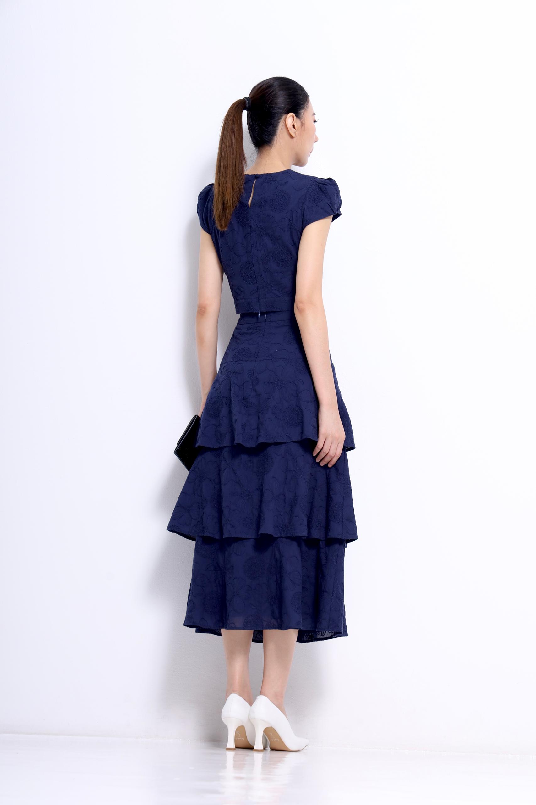 CB2740+CS1428 Celestia Floral Jacquard Tiered Co-Ord Set