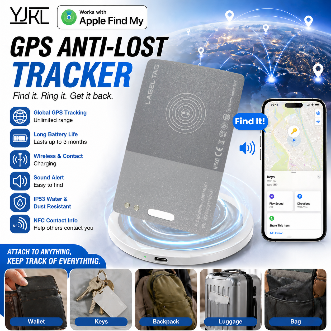 🔒 Apple Find My GPS Tracker | Wireless Charging | Ultra Slim