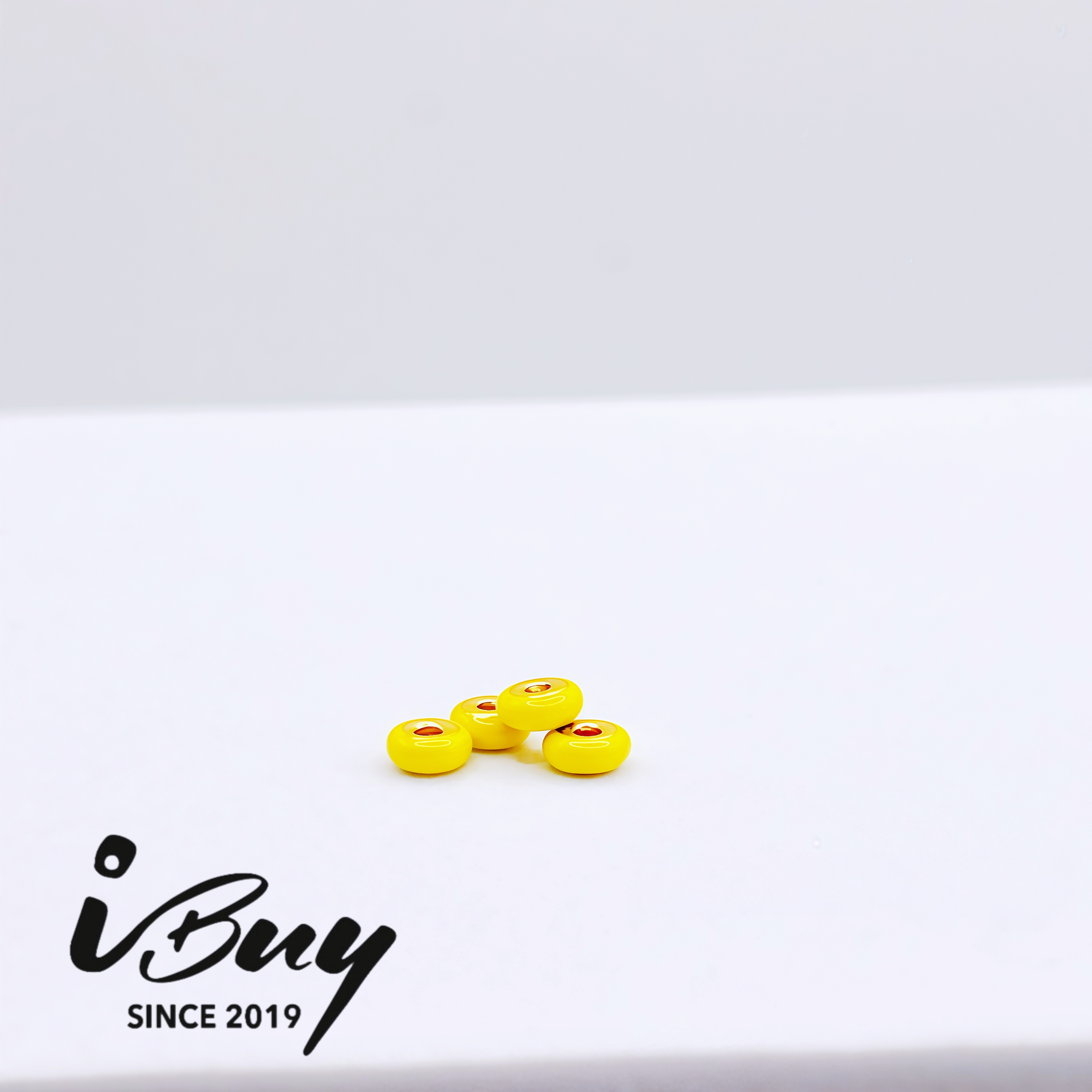 999 GOLD 2MM ENAMEL DOPAMINE SPACED BEAD - GOLDEN YELLOW 999 金 2MM珐琅隔离珠- 金黄色