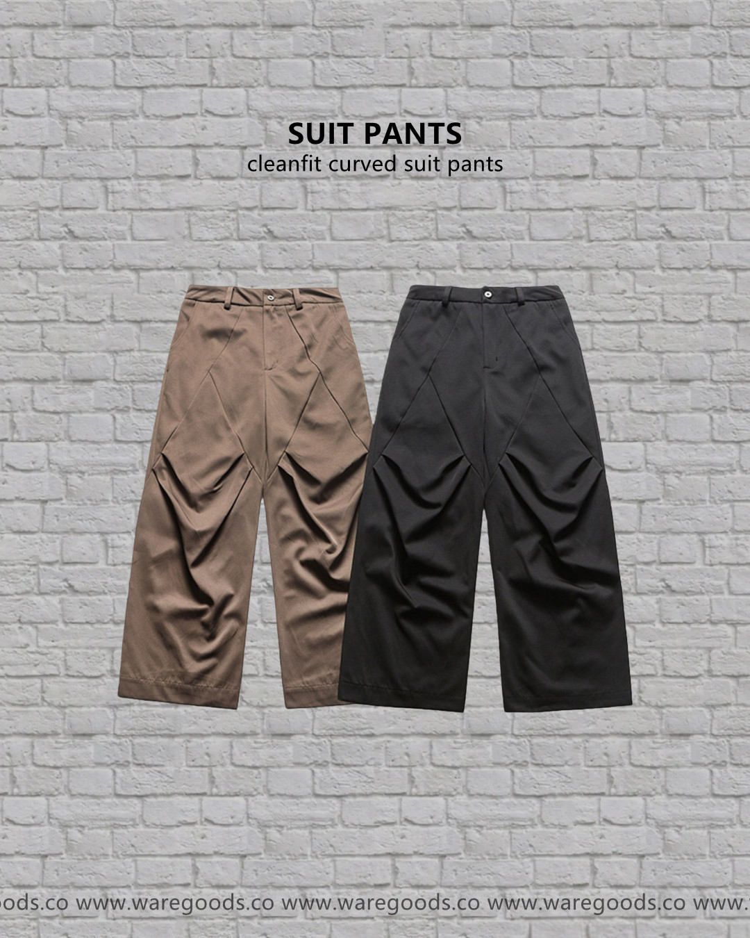 W21皺摺立體剪裁西褲