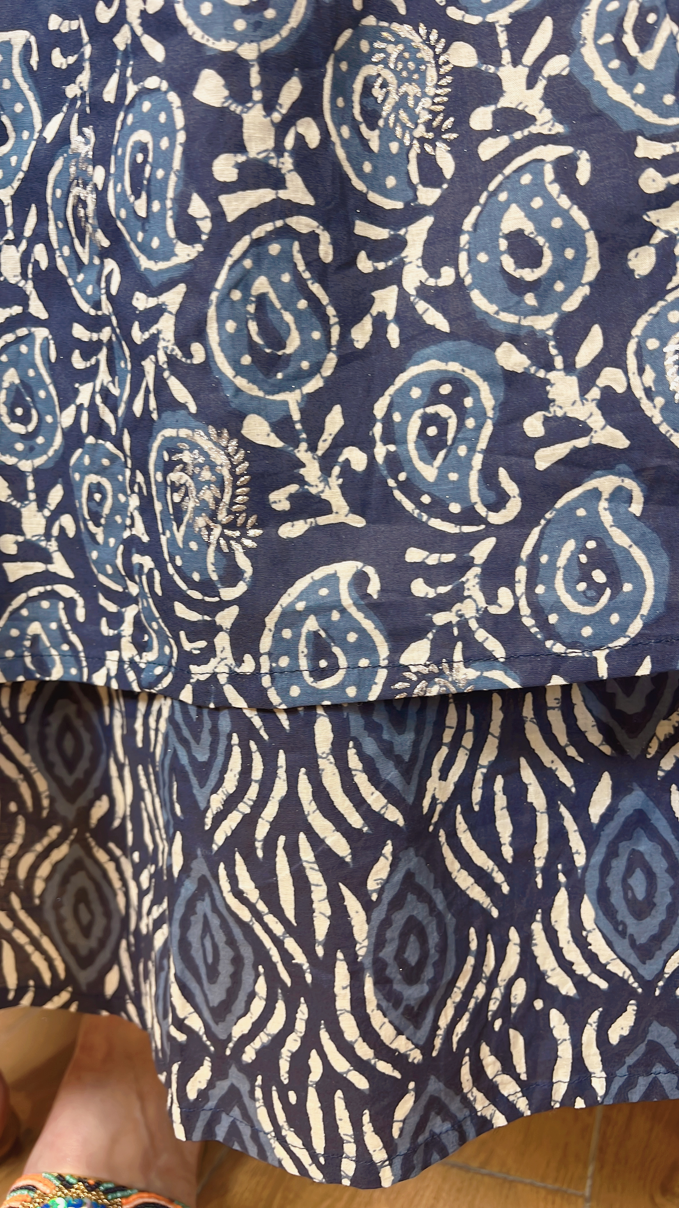 Blue X White Block Print 2- Layered OP49" #1074