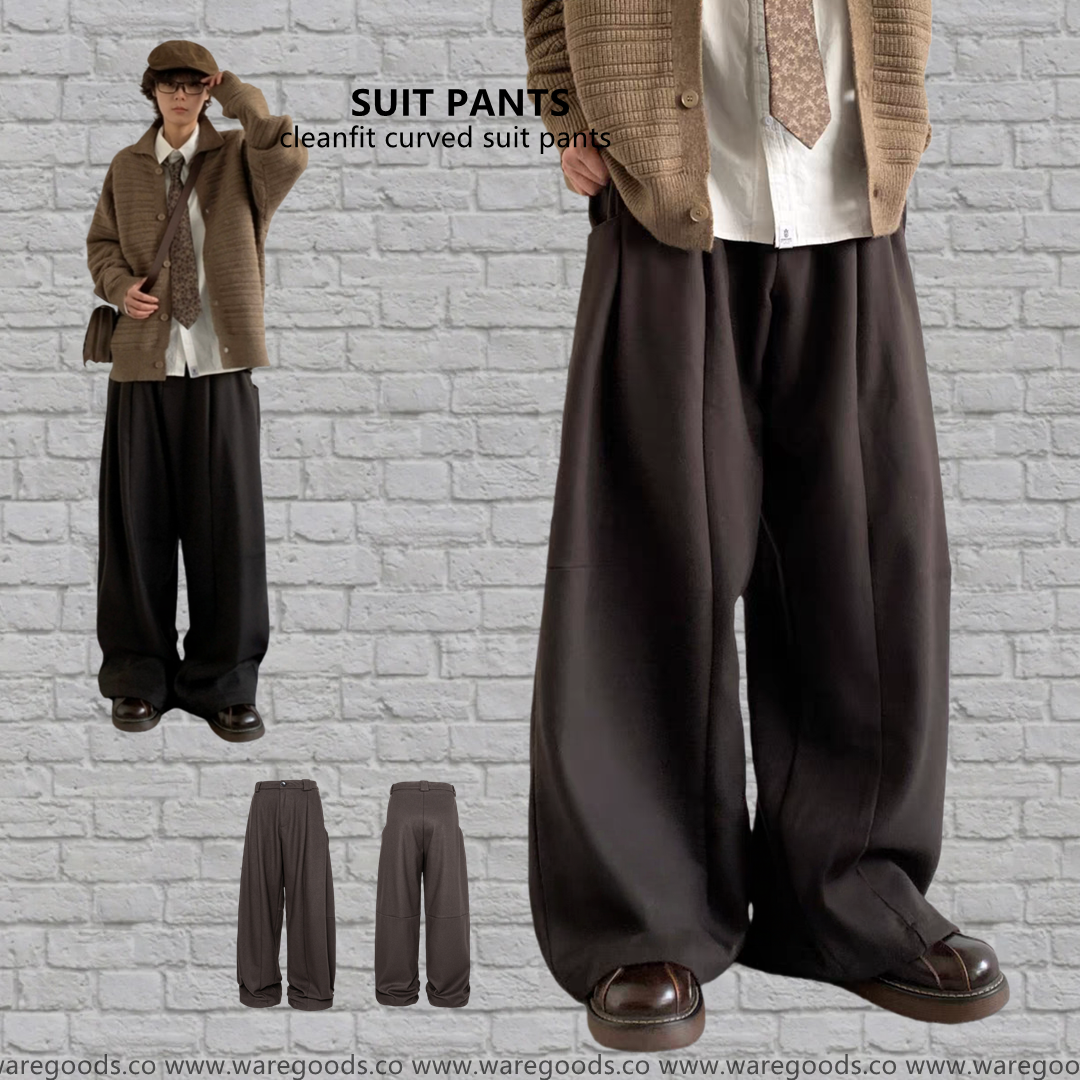 W032 復古簡約垂感西褲