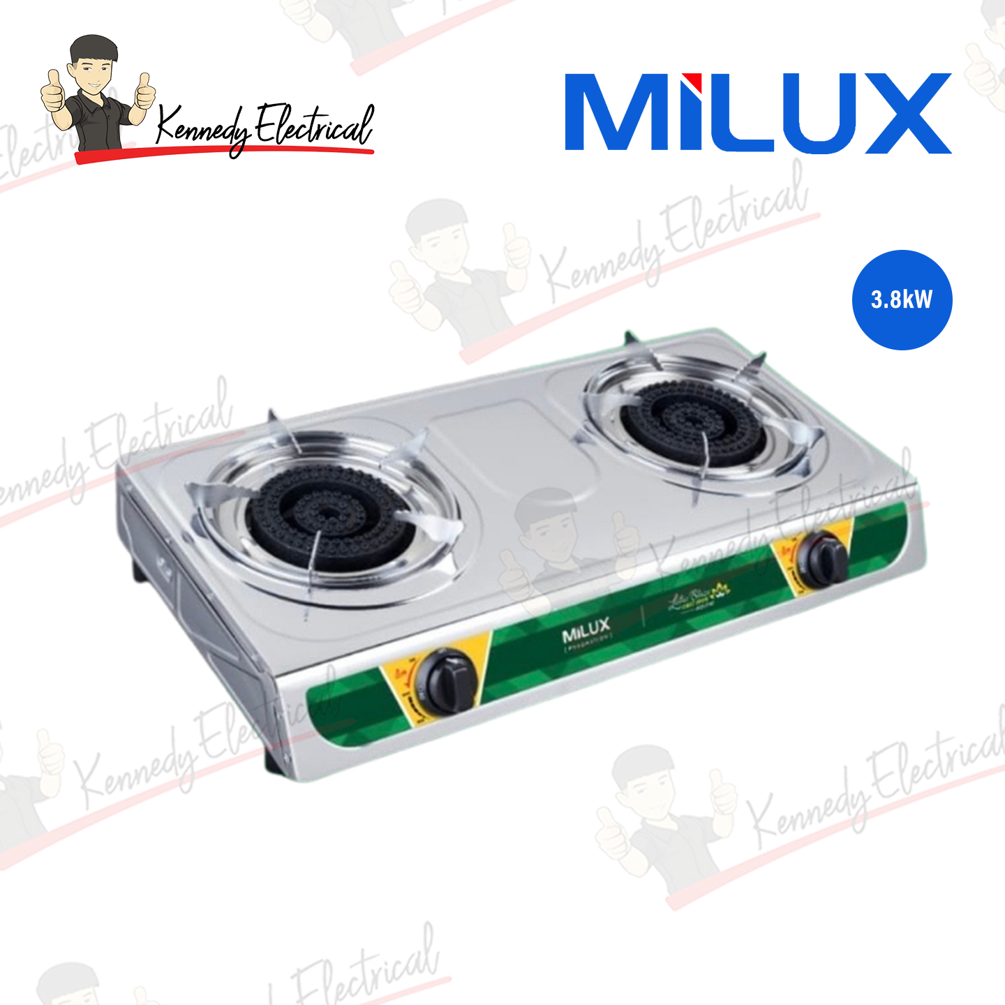 Milux Stainless Steel Double Burner Gas Cooker (MSS-2140)