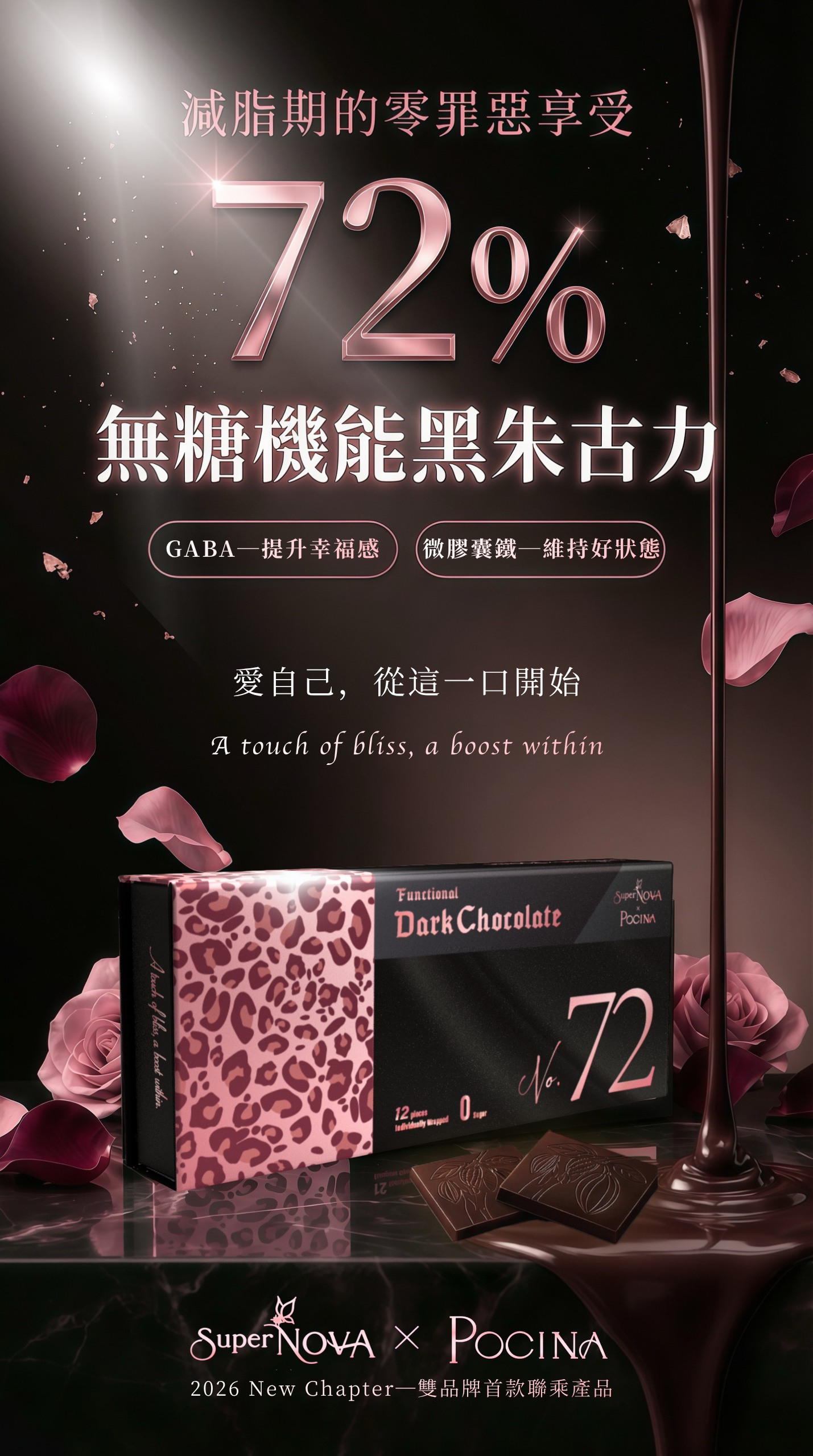 全新72%機能黑鑽朱古力🍫無糖！低卡！女生🩸💪🏻🥰必備
