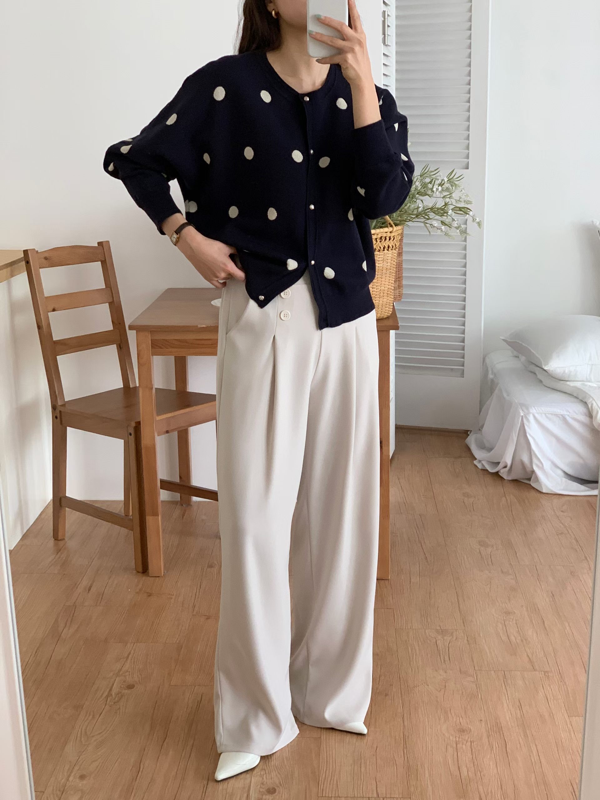 CT18 幹練雙排扣高腰寬褲