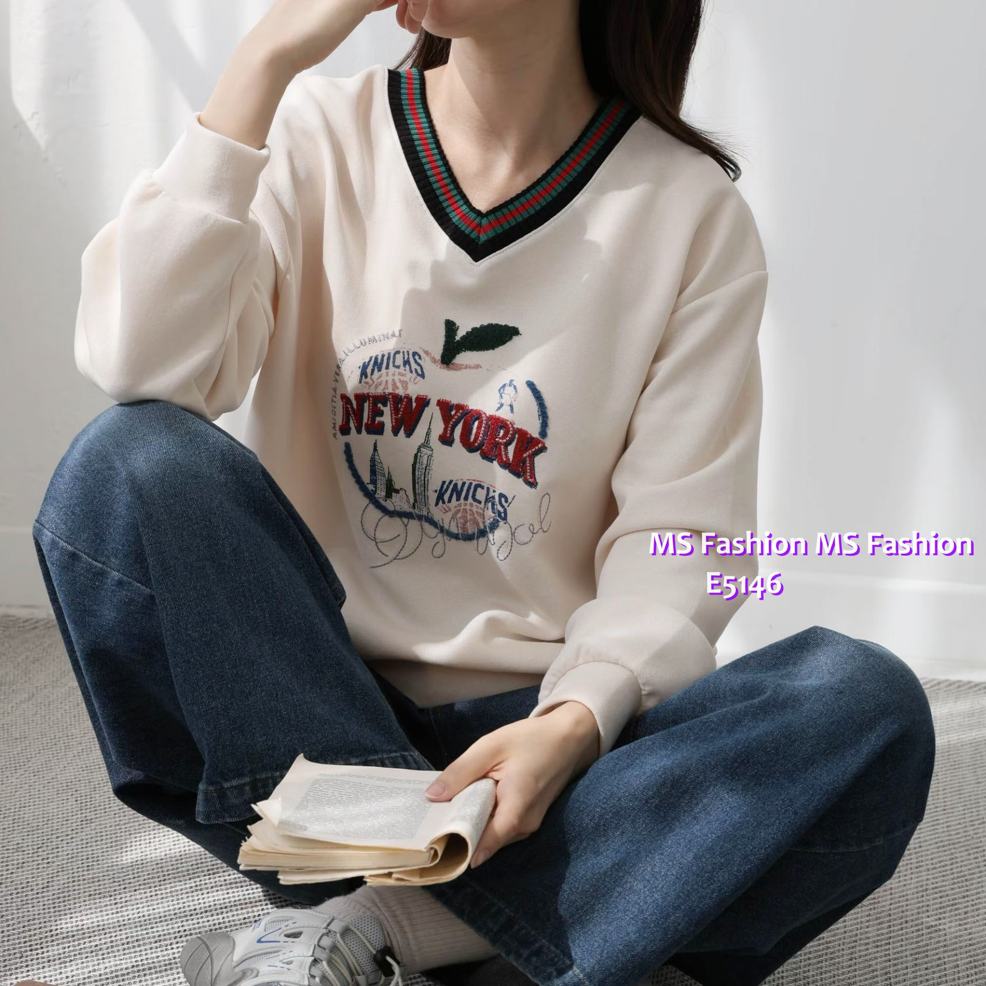 E5146 靚printV領top