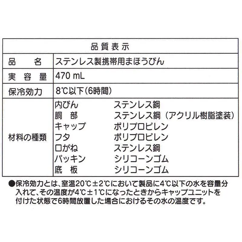 現貨🌸日本直送 |Sanrio Kuromi雙層真空不鏽鋼水瓶帶蓋（附軟墊保護套）470ml 