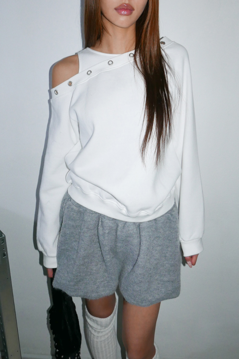 Asymmetrical Shoulder Cut-Out Sweatshirt