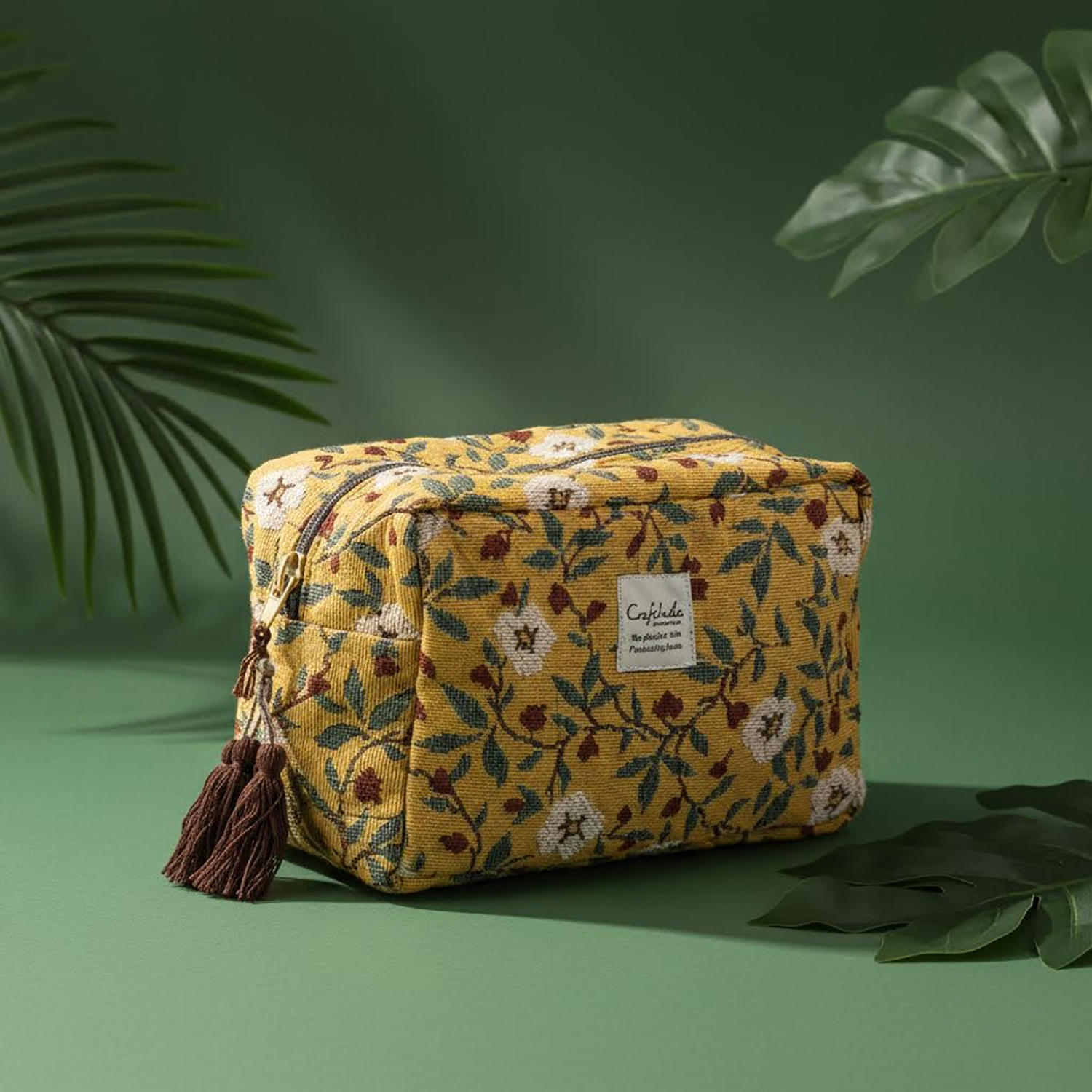 Craft India - 方塊小物包 (黃色藤蔓款)