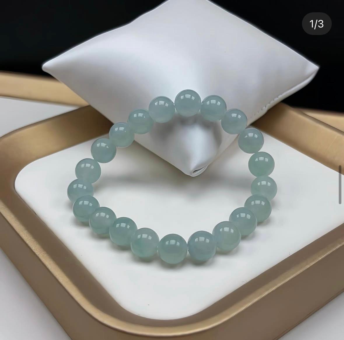 9mm 冰種晴水綠翡翠手串