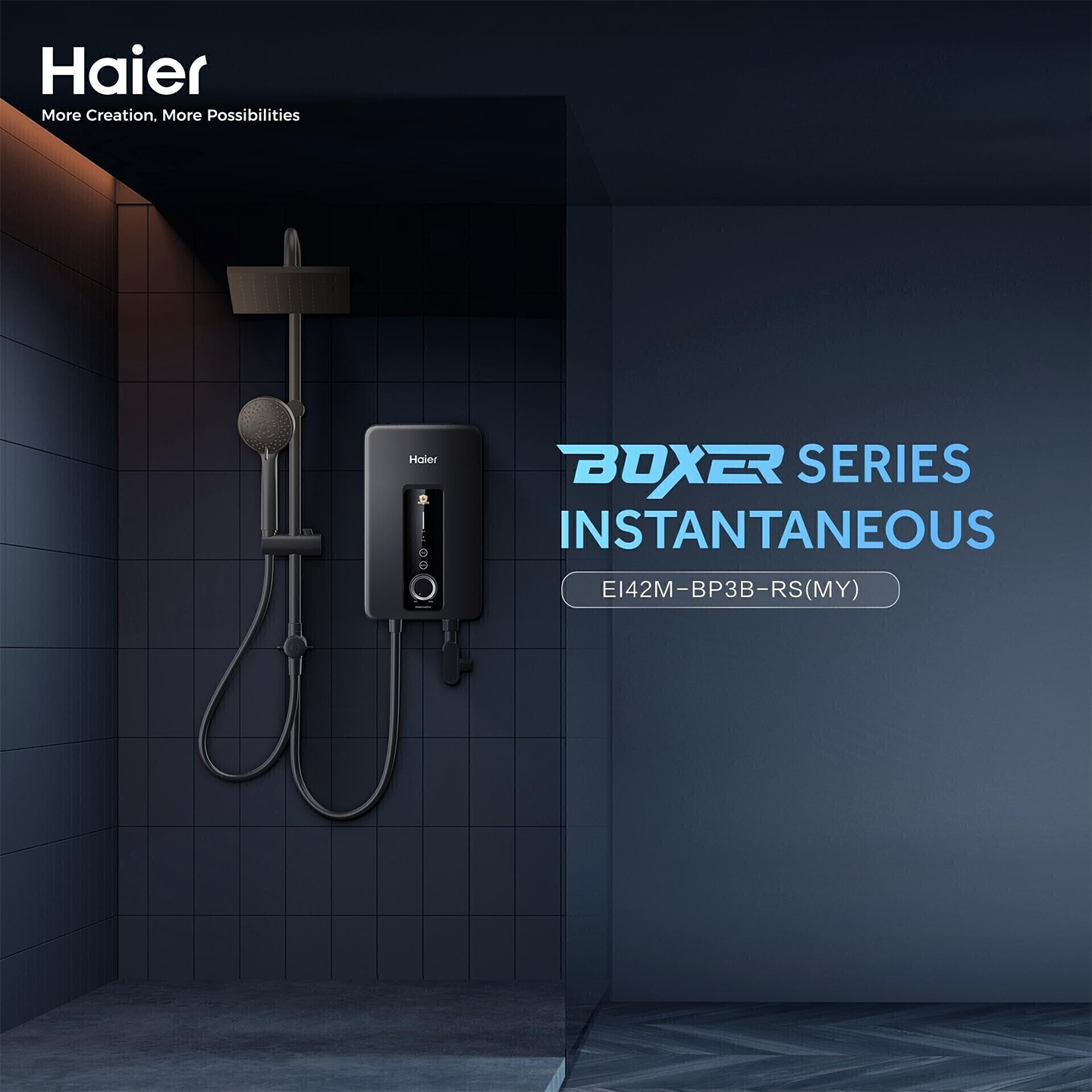 Haier 4.2kW DC Pump Rain Shower Water Heater (EI42M-BP3B-RS)