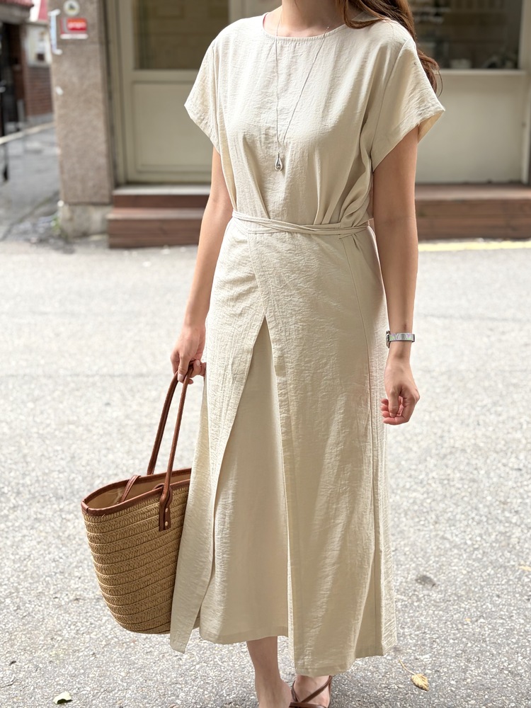 The Timeless Wrap Dress (Beige)