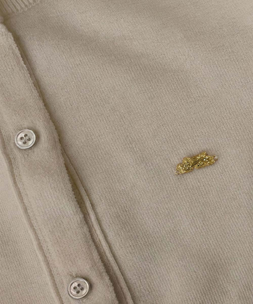 Fine Merino Wool Crewneck Cardigan - Sand