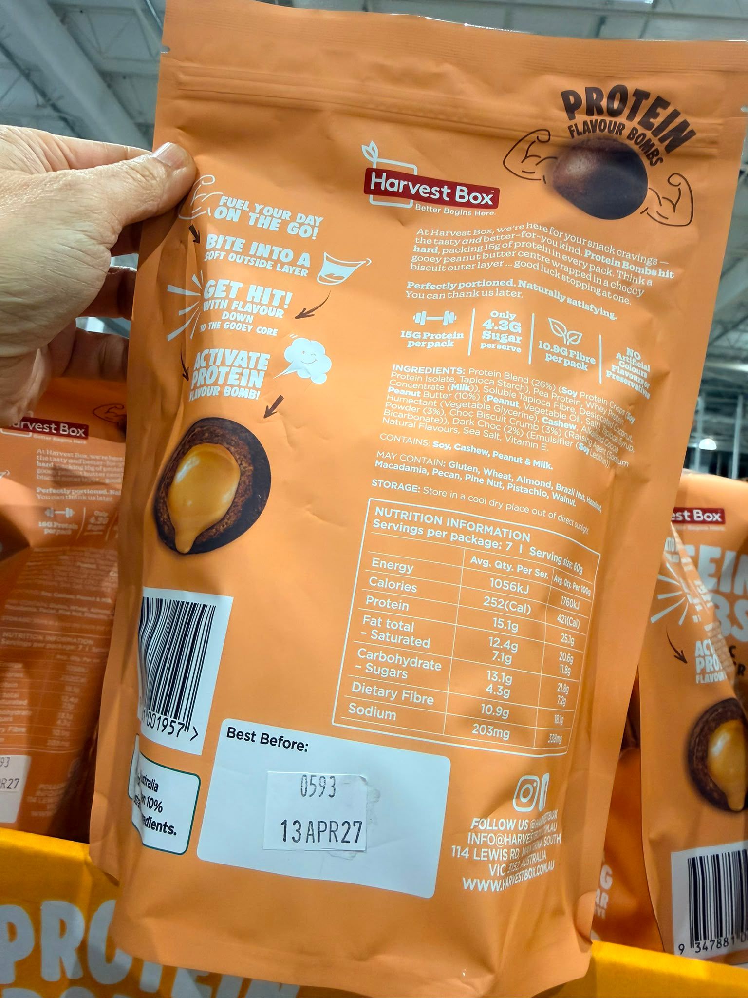 澳洲Costco │Harvest Box  雙重巧克力花生醬高蛋白球 420g
