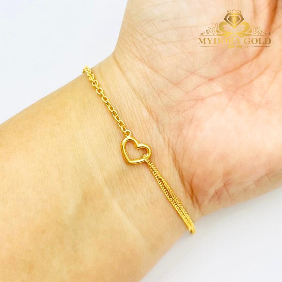 MYDORA Rantai Tangan Sauh Fesyen+ Mini Love Bingkai | Emas 916/22K