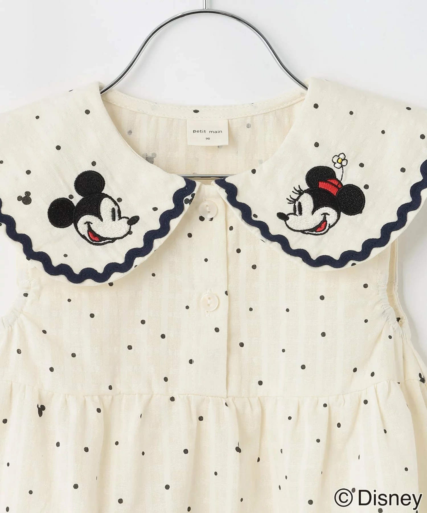 🆕【⭐訂購⭐】日本直送🇯🇵 #Mickey #Minnie 大領刺繡 荷葉邊層疊式 連身裙 ［2款選］[ELHA-0019][260904]