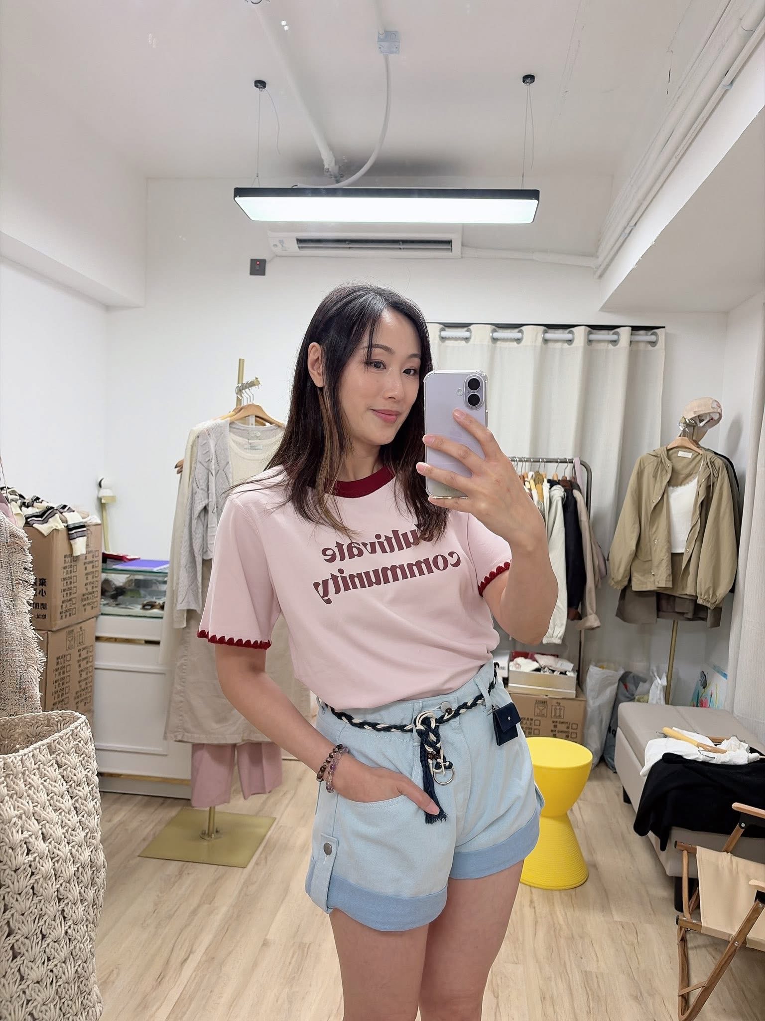 拼色邊滑棉tee 