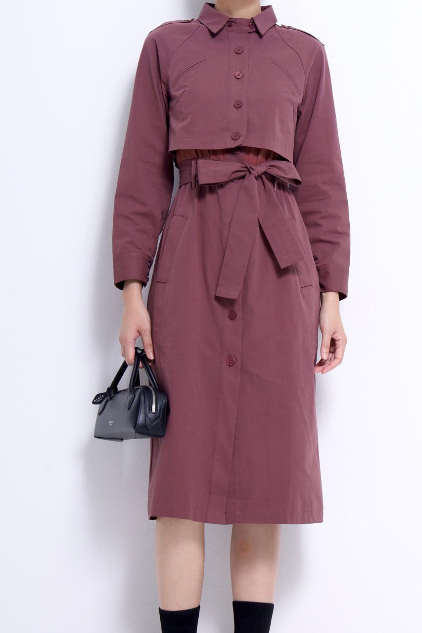 长袖假两件连身裙 2106