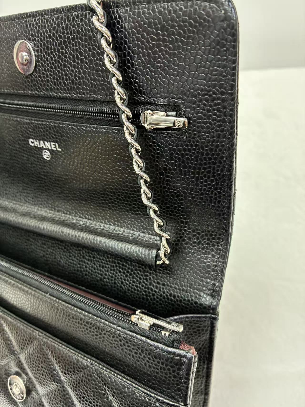 Chanel香奈兒 WOC黑銀荔枝皮.Fullset 附送護袋三寶