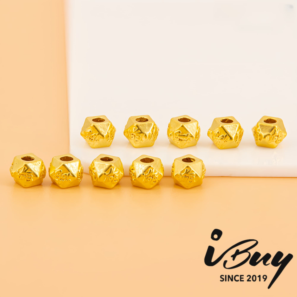 999 GOLD HEXAGONAL FORTUNE BEAD 999 金 六角福珠（3PCS）