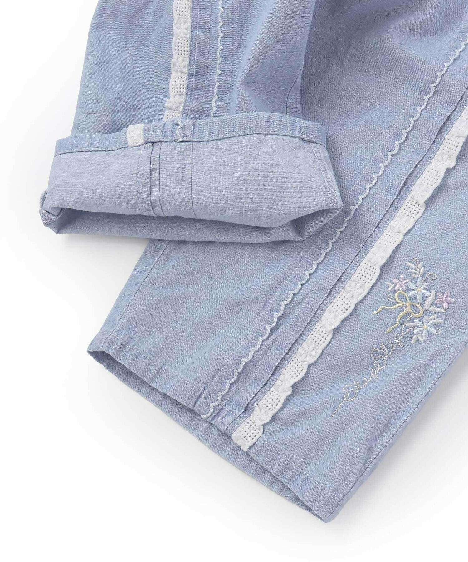 🆕【⭐訂購⭐】🌀 🇯🇵 日本直送 蝴蝶結 蕾絲側線 刺繡花朵 寬鬆七分褲［2款選］🌀[ELDA-0152][260516]