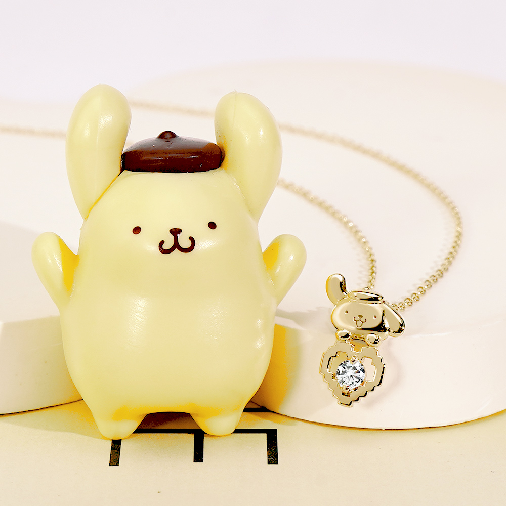 📦訂購 台灣限定 三麗鷗 SanrioＸSTORY 故事銀飾 30週年系列 Pom Pom Purin 布丁狗像素雷刻晶鑽純銀頸鏈