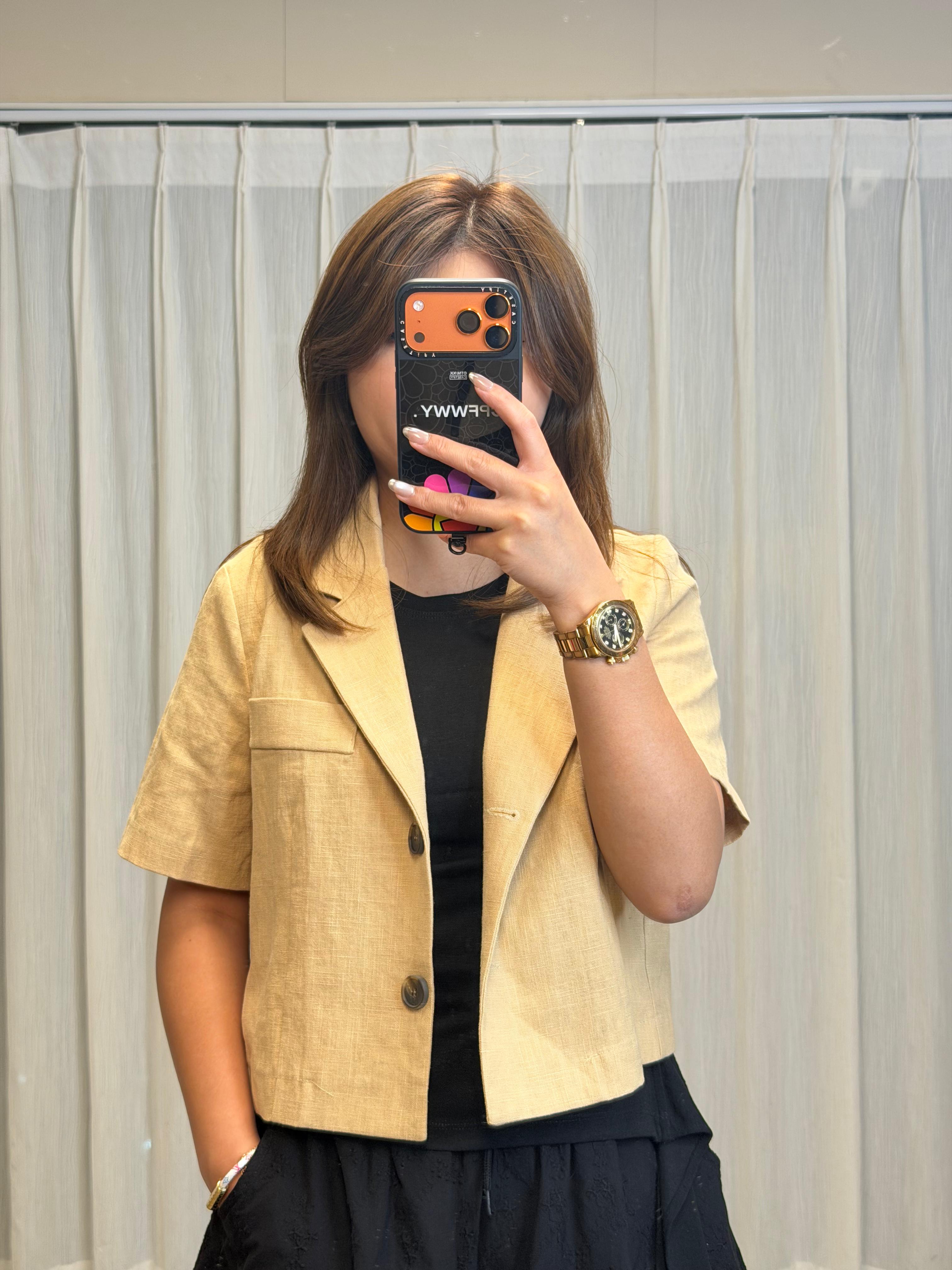 #221119 麻質短外套