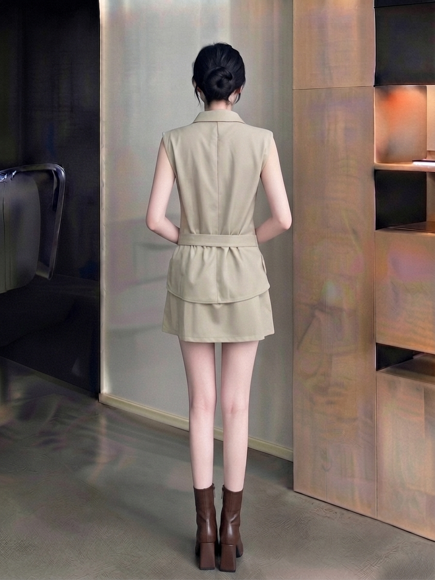 Sleeveless Shirt Short Skirt Set M249