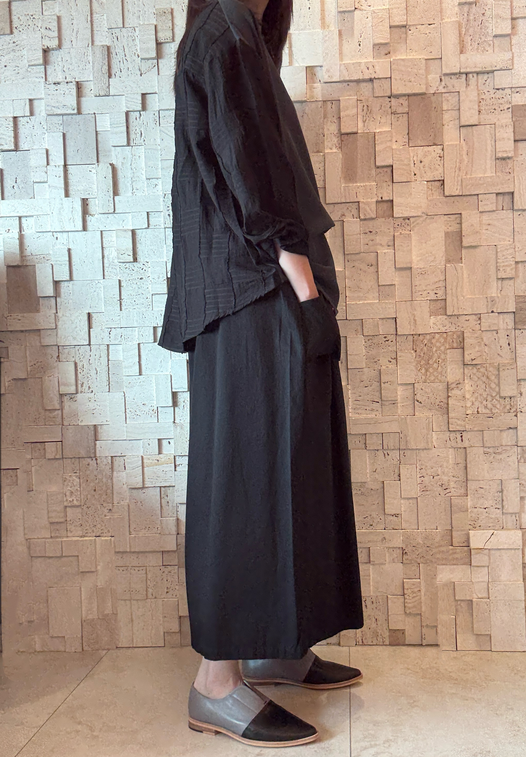 #1998 雪紡拼格紋Top 