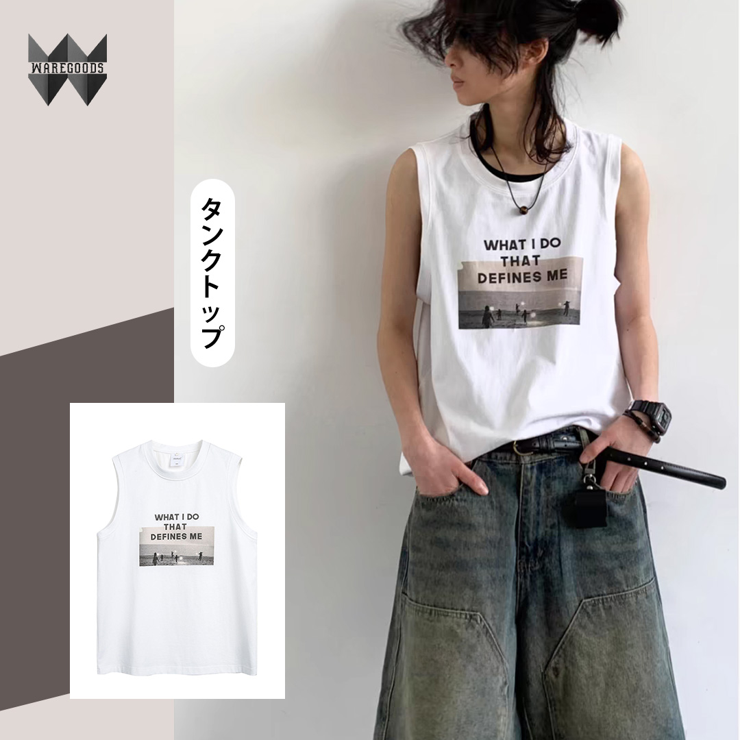 W21美式復古印花背心