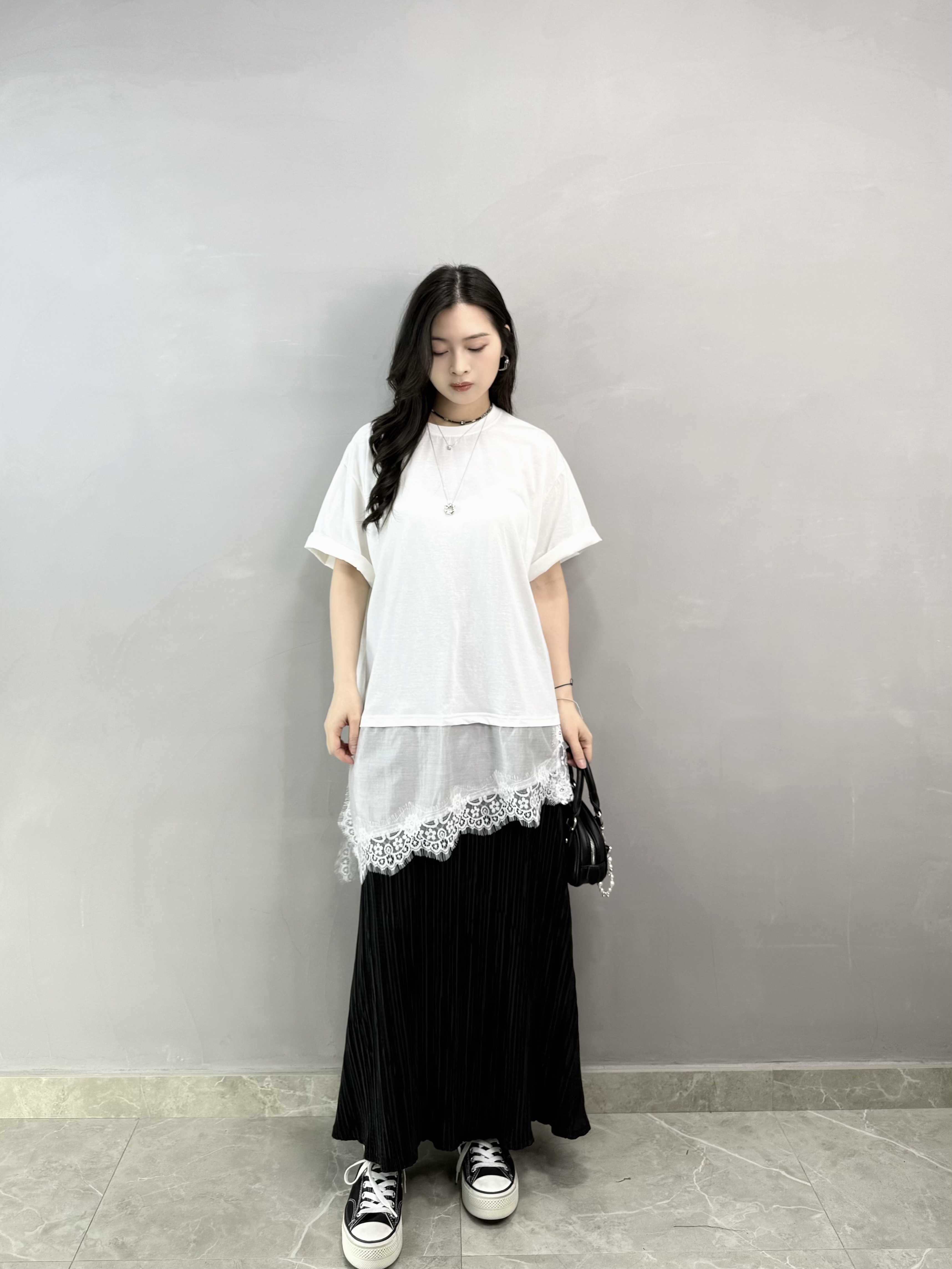 L86 拼Lace開叉Tee