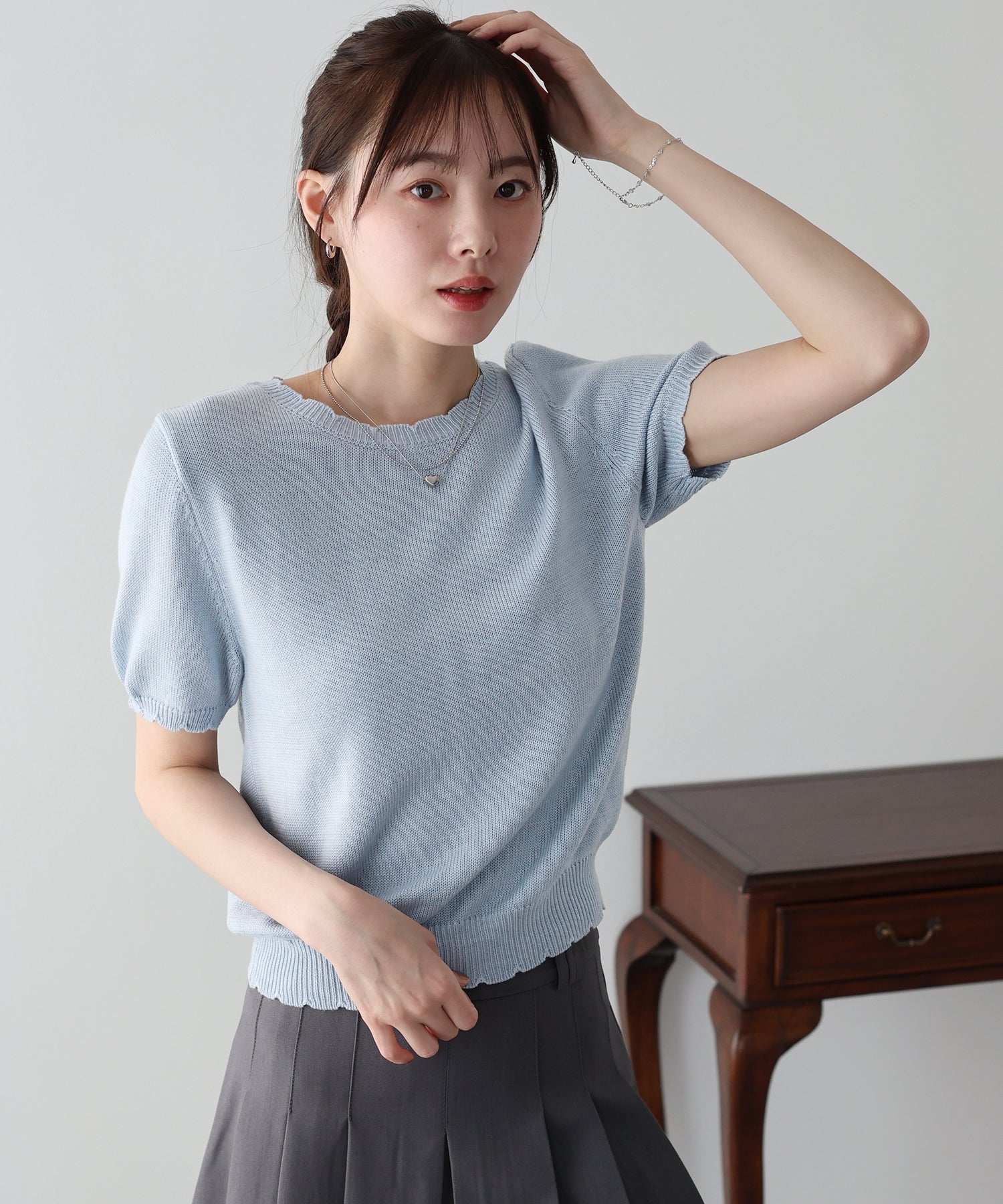 <JP> 扇形小曲邊薄針織 Top* 3色入 <預購>