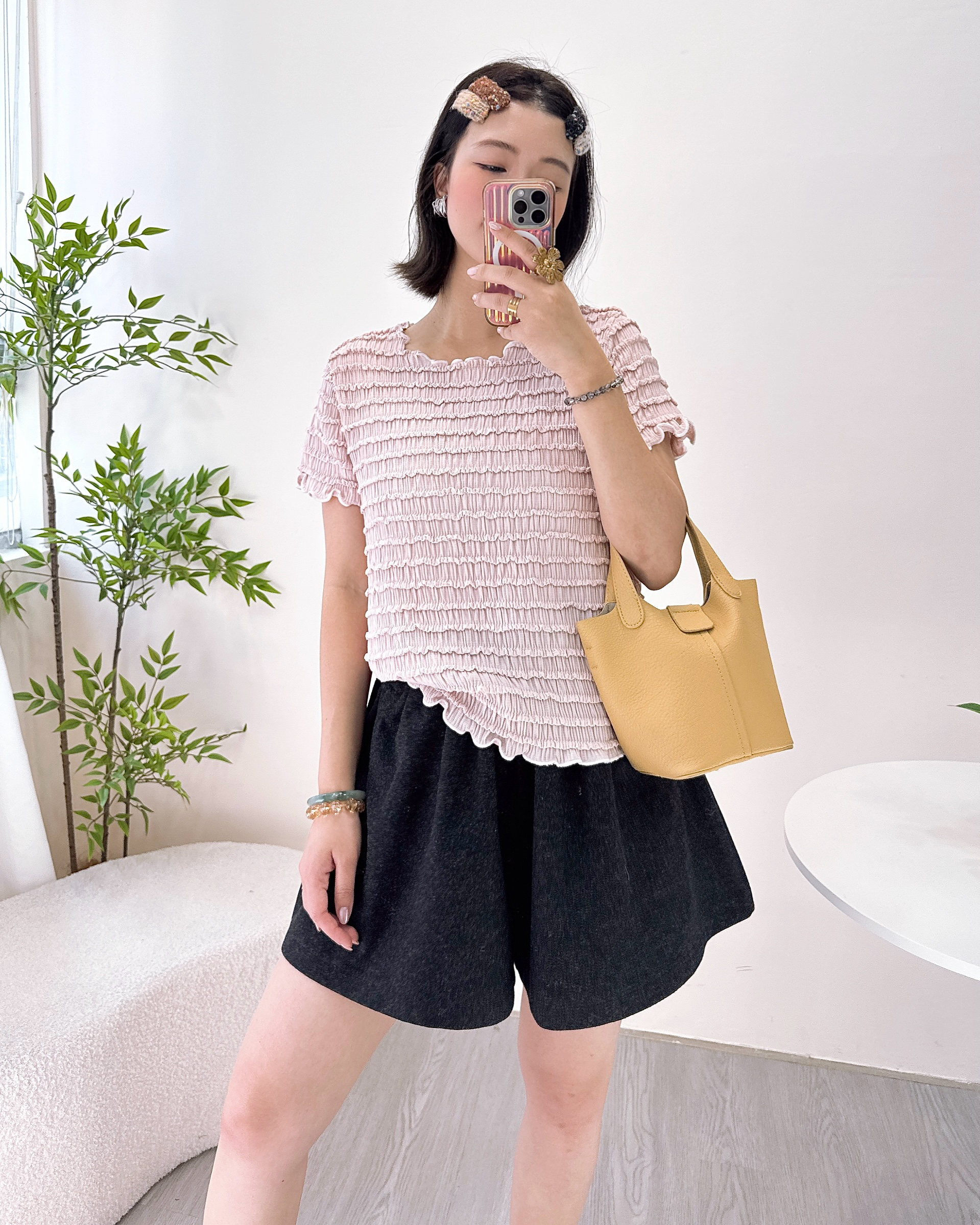 超彈性3D格紋小清新上衣 4色