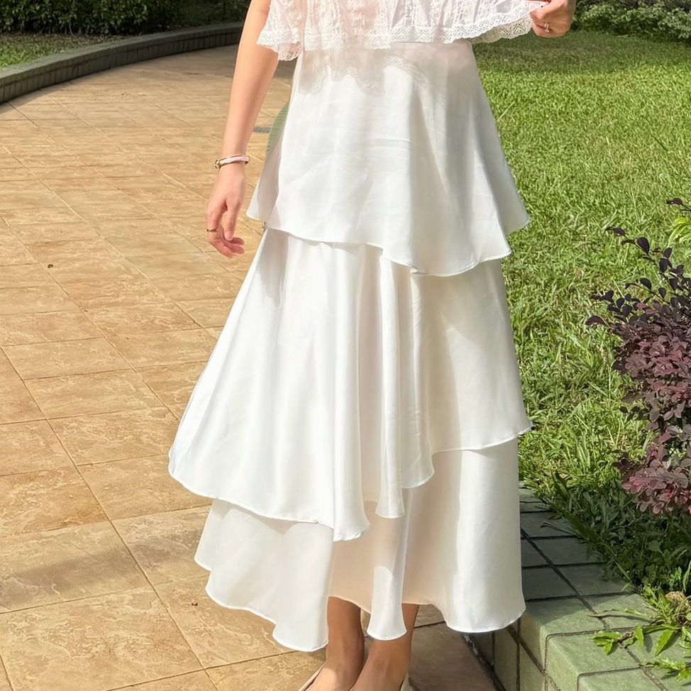 #HANNA-made# Snowfall Tiered Ruffle Skirt