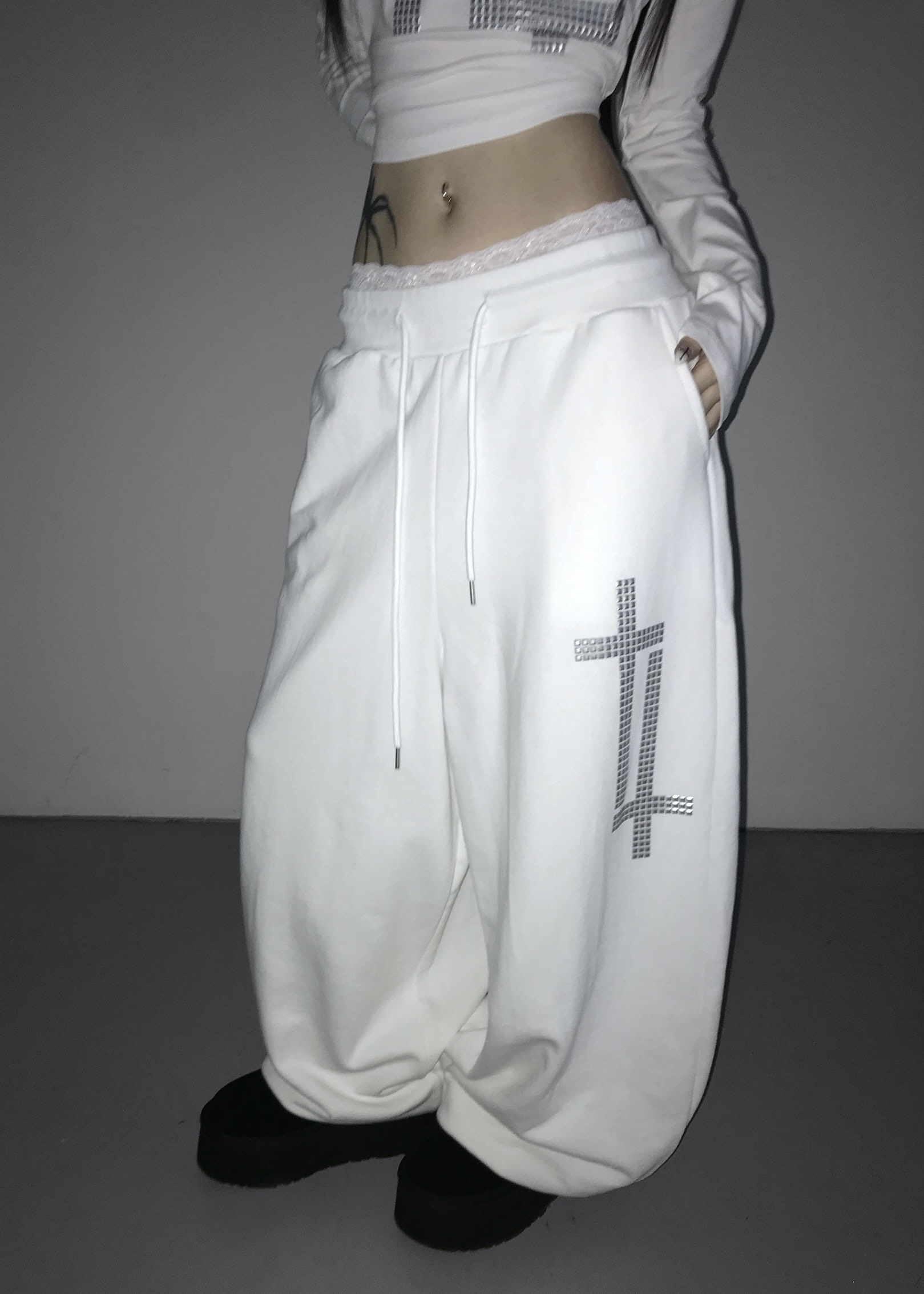 Cross Studded Cuffed Sweatpants