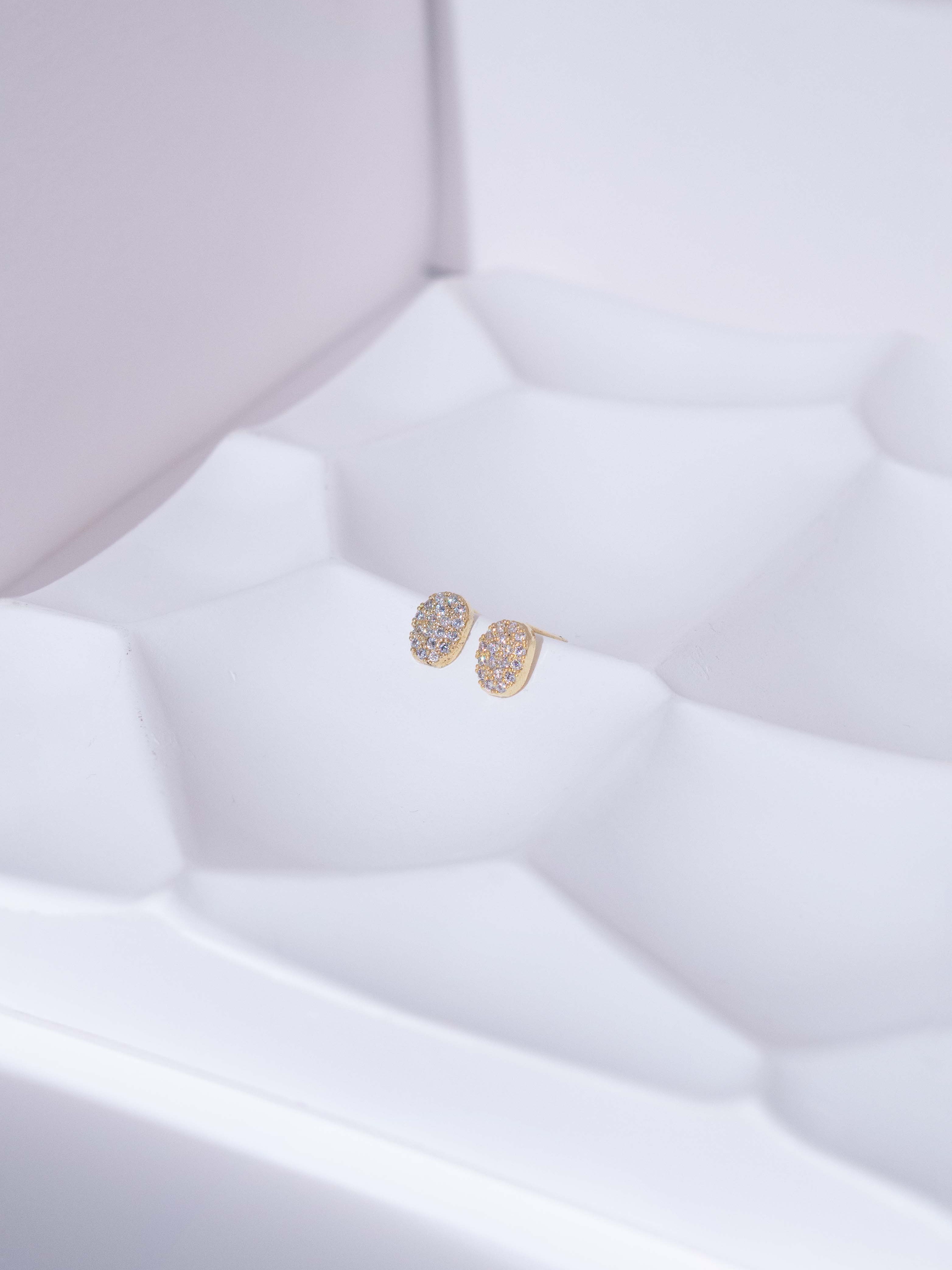 Diamonds in Irregular Frame Stud Earrings (Silver Post)