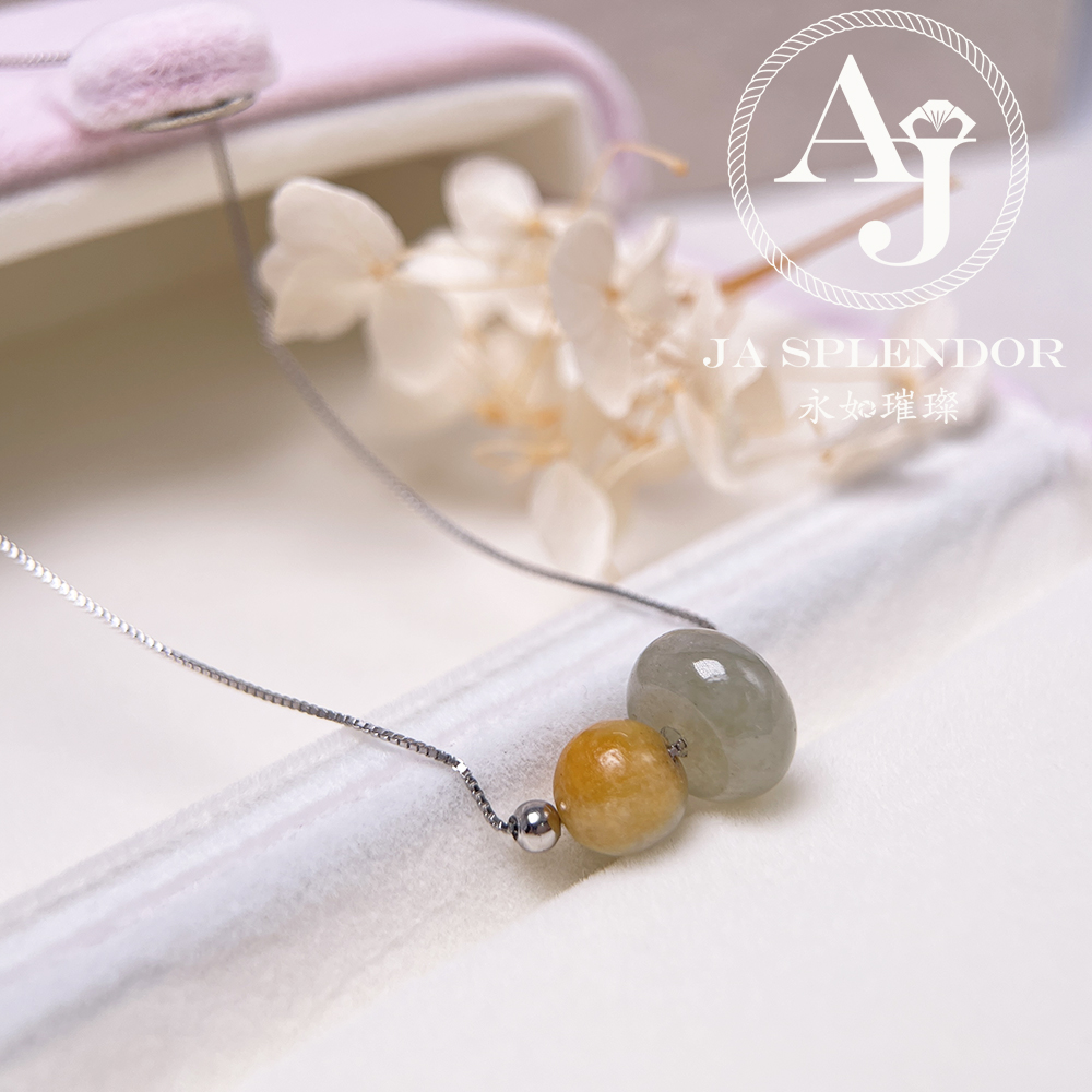 D-04E 天然翡翠A玉 招財幸運純銀項鏈