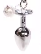 小鈴鐺拉扣環白鑽金屬肛塞