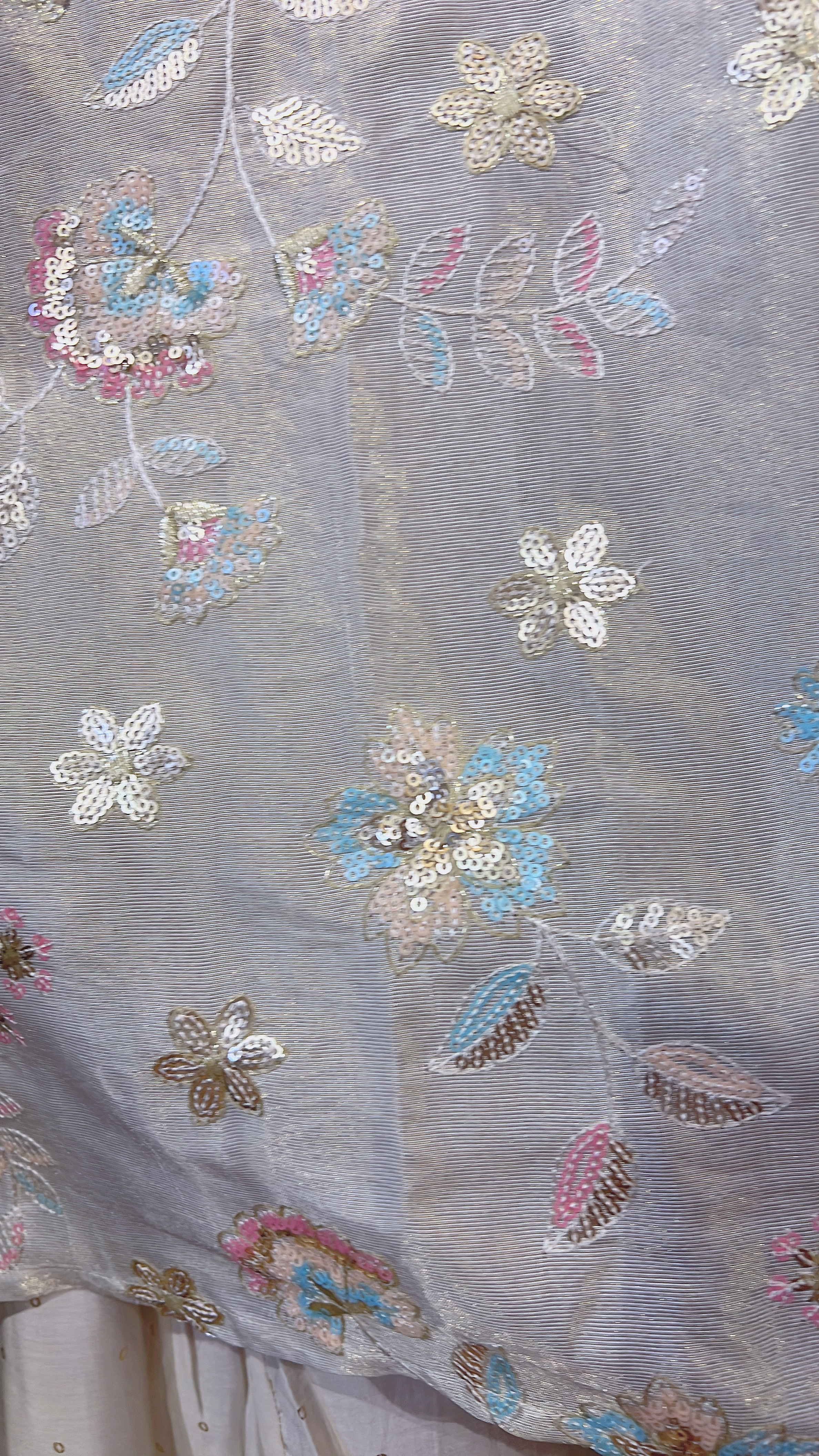 Beige gold full emb. set of 2 sleeveless OP (inner 47") #1018