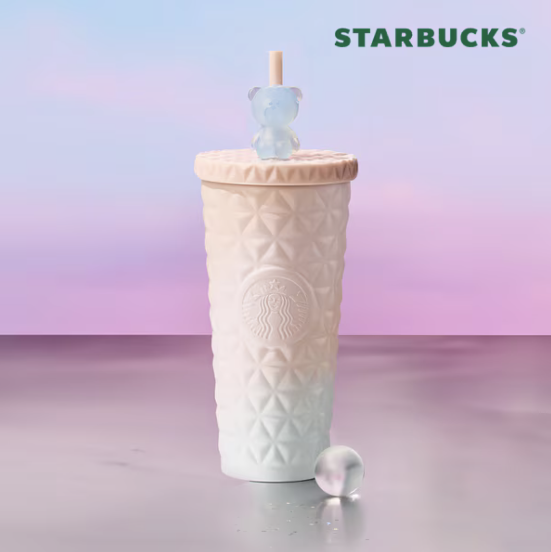 夏季海洋系列｜ 韓國 Starbucks 星巴克 天藍漸變 小熊 不銹鋼冷飲杯｜Daion Cold Cup 591ml