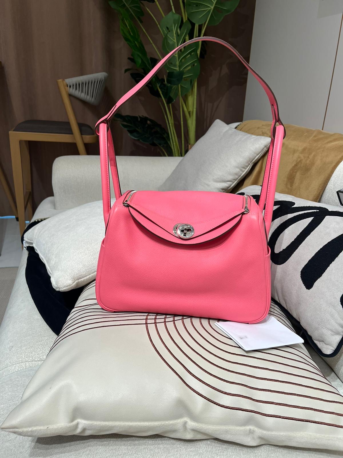 HERMES LINDY 26,8W 杜鵑粉STAMP A 100%Authentict,98%new ✅收據副本 ✅dust bag ✅BOX 