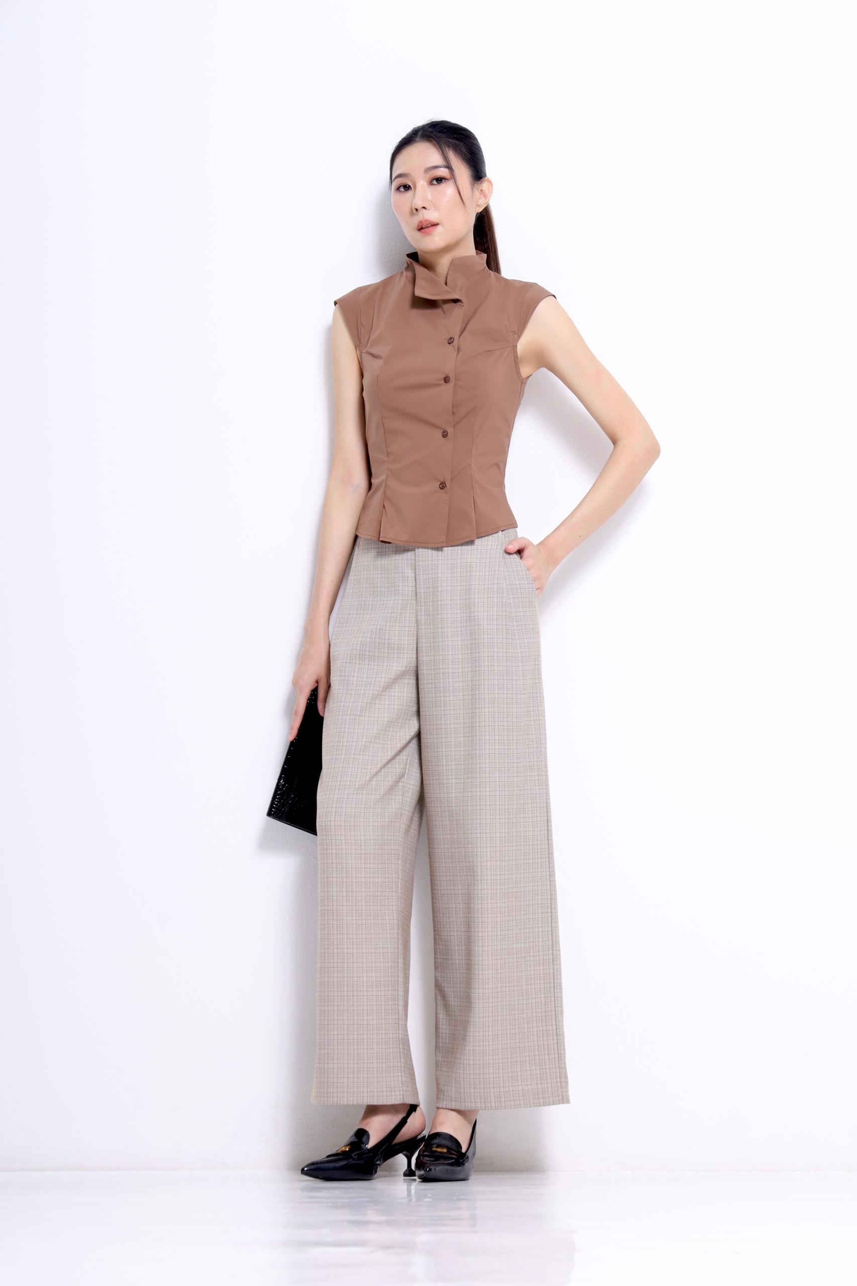 CB2756 Elise Mandarin Collar Sleeveless Blouse