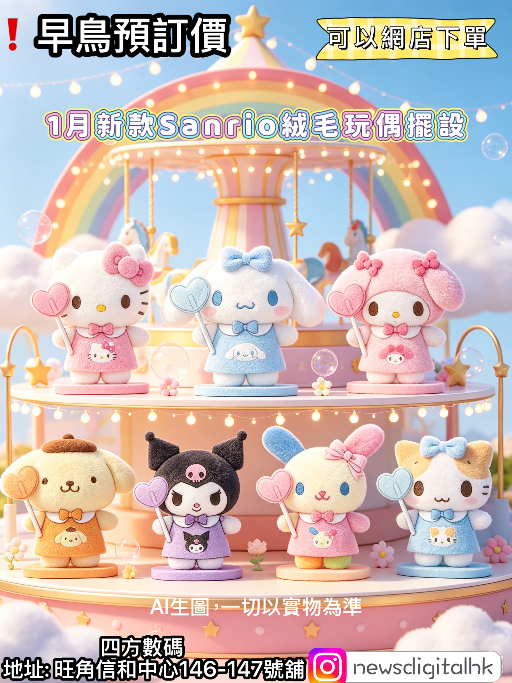 [1月底到貨] ❗️早鳥預訂價1月新款Sanrio絨毛玩偶擺設